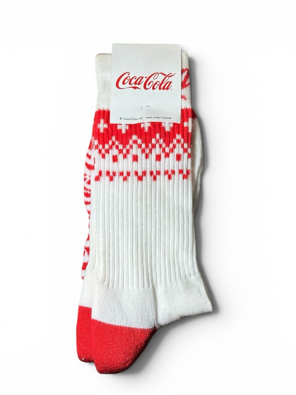 Coca Cola Red & White Patterned Crew Socks - Brand New